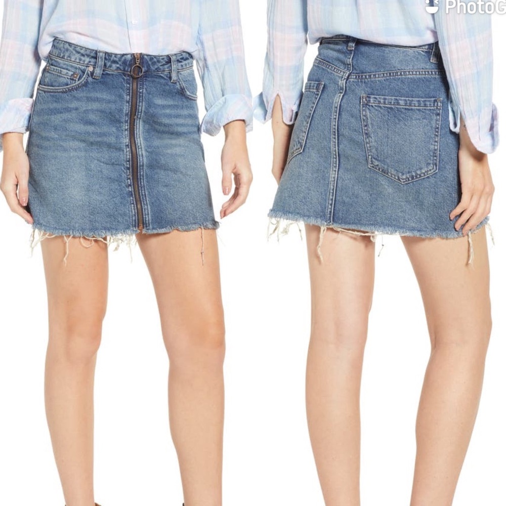 We the Free Zip It Up Denim Miniskirt